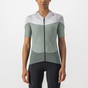 Dámské Dres Castelli GRADIENT COLOR BLOCK Zelene Bílé | WKM610483