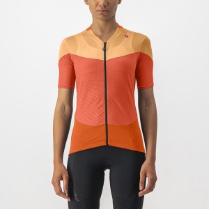 Dámské Dres Castelli GRADIENT COLOR BLOCK Tmavě Červené Oranžové Oranžové | XEP014327