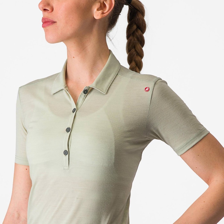 Dámské Casual Castelli MERINO W POLO Zelene | HMB193657