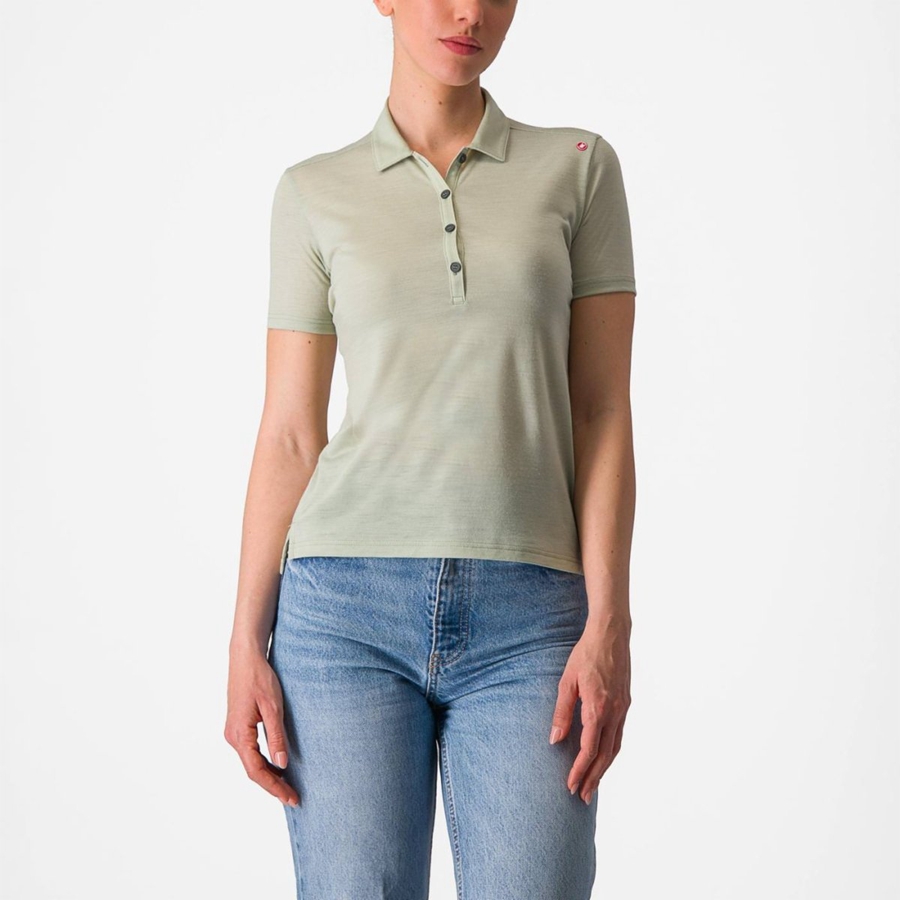 Dámské Casual Castelli MERINO W POLO Zelene | HMB193657