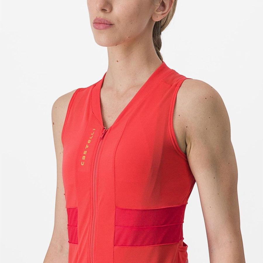 Dámské Dres Castelli ANIMA 4 SLEEVELESS Oranžové | IVD938524