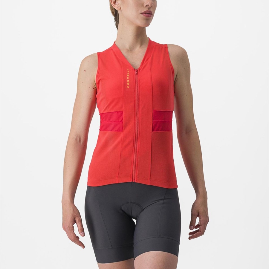 Dámské Dres Castelli ANIMA 4 SLEEVELESS Oranžové | IVD938524