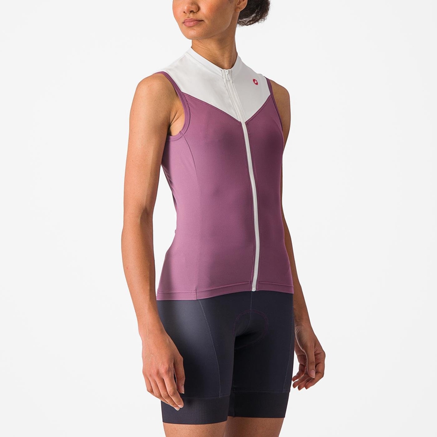 Dámské Dres Castelli SOLARIS SLEEVELESS Tmavě Fialové Bílé | HAE634257