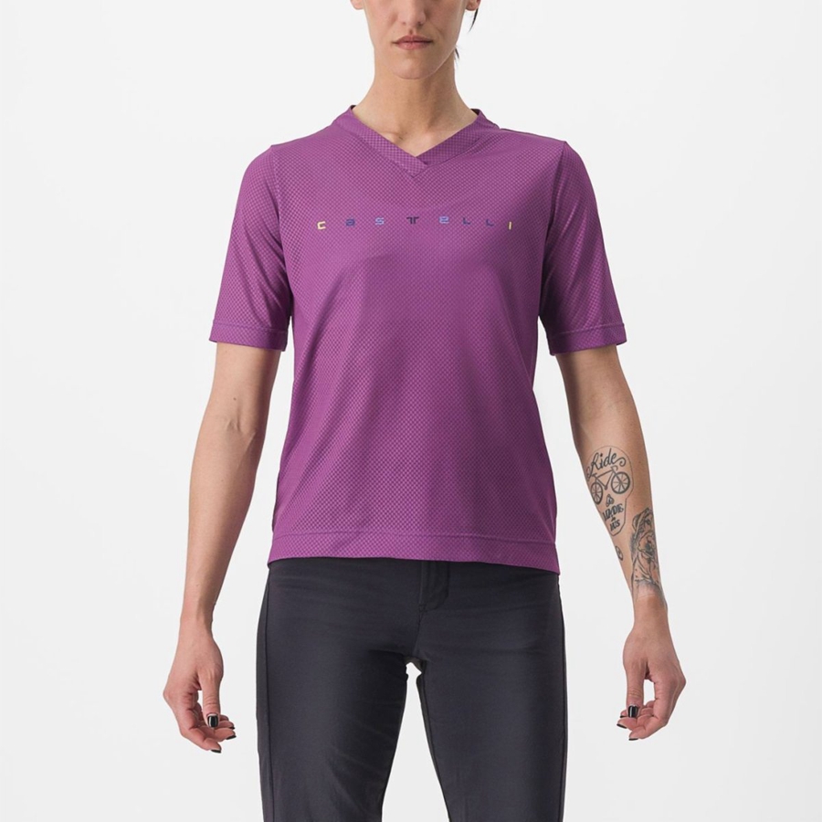 Dámské Dres Castelli TRAIL TECH 2 W TEE Fialové | EXG017295