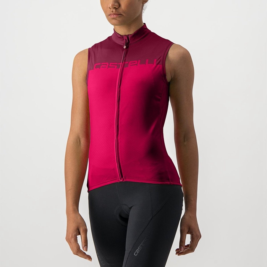 Dámské Dres Castelli VELOCISSIMA SLEEVELESS Červené Vínové | ZOK612037