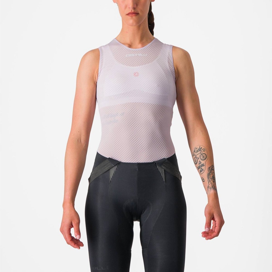 Dámské Základní Vrstva Castelli PRO MESH W SLEEVELESS Fialové Bílé | WTJ093856