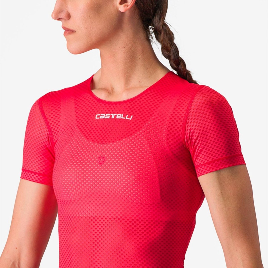 Dámské Základní Vrstva Castelli PRO MESH W SHORT SLEEVE Červené | LNR196350