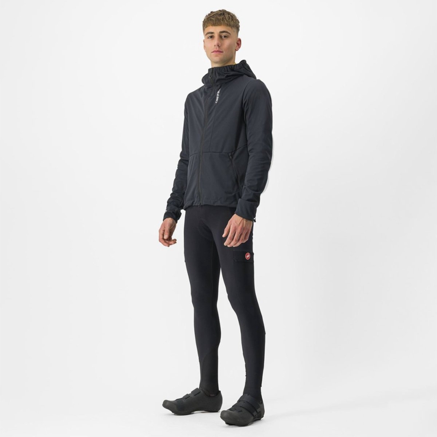 Pánské Bundy Castelli TRAIL HOODIE Černé | FKQ410328