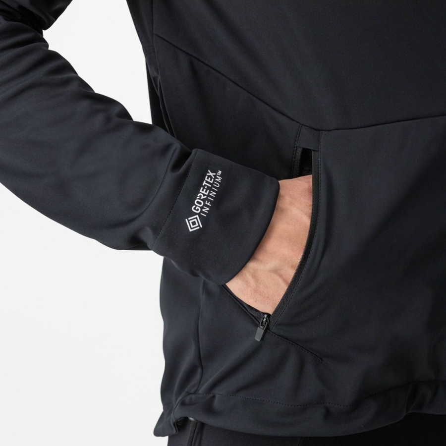 Pánské Bundy Castelli TRAIL HOODIE Černé | FKQ410328