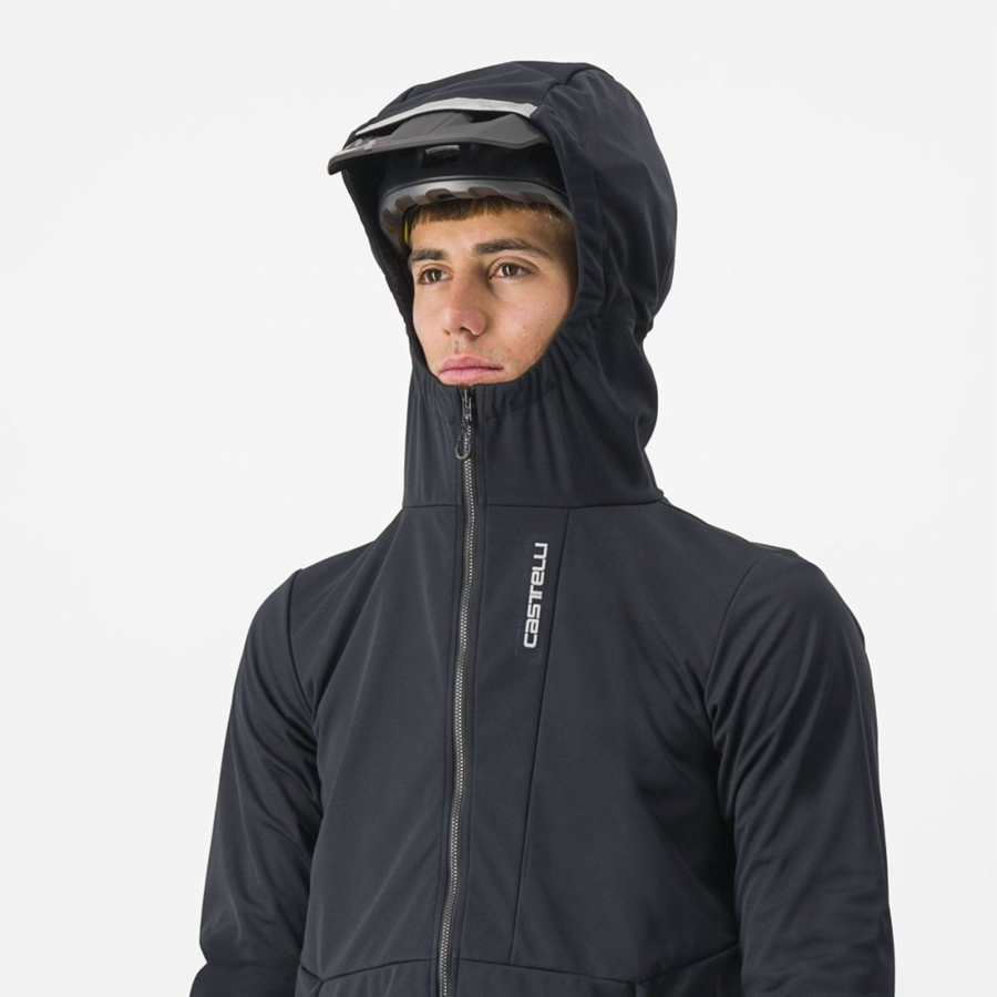 Pánské Bundy Castelli TRAIL HOODIE Černé | FKQ410328