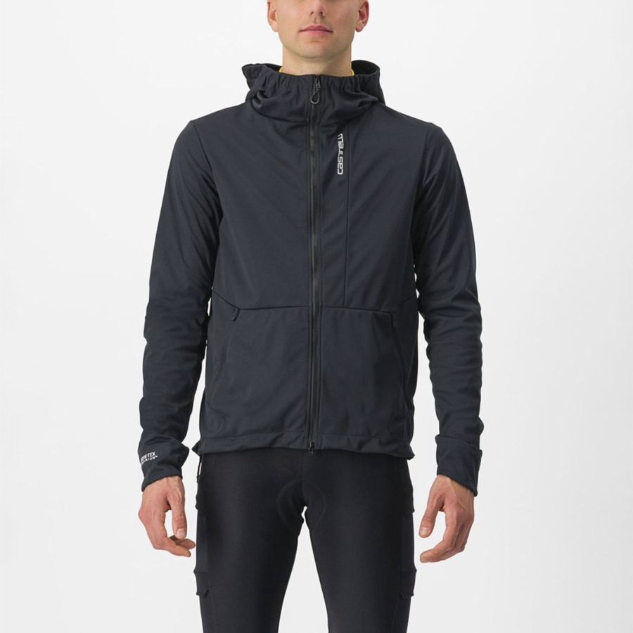 Pánské Bundy Castelli TRAIL HOODIE Černé | FKQ410328